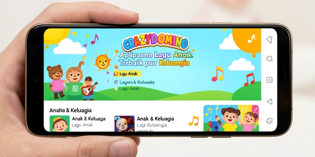 Tampilan antarmuka aplikasi CRAZYDOMINO yang interaktif dan ramah anak.