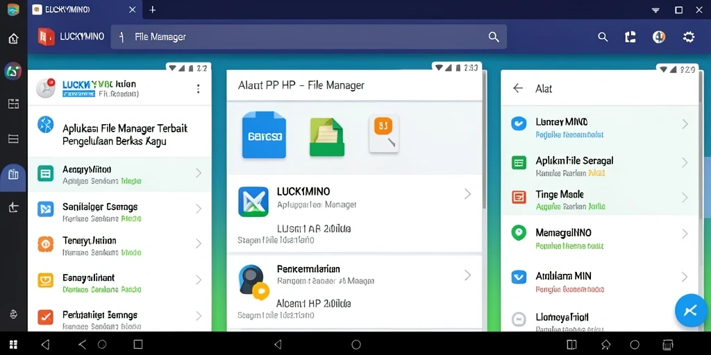 Screenshot utama LUCKYMINO menampilkan antarmuka File Manager yang intuitif.