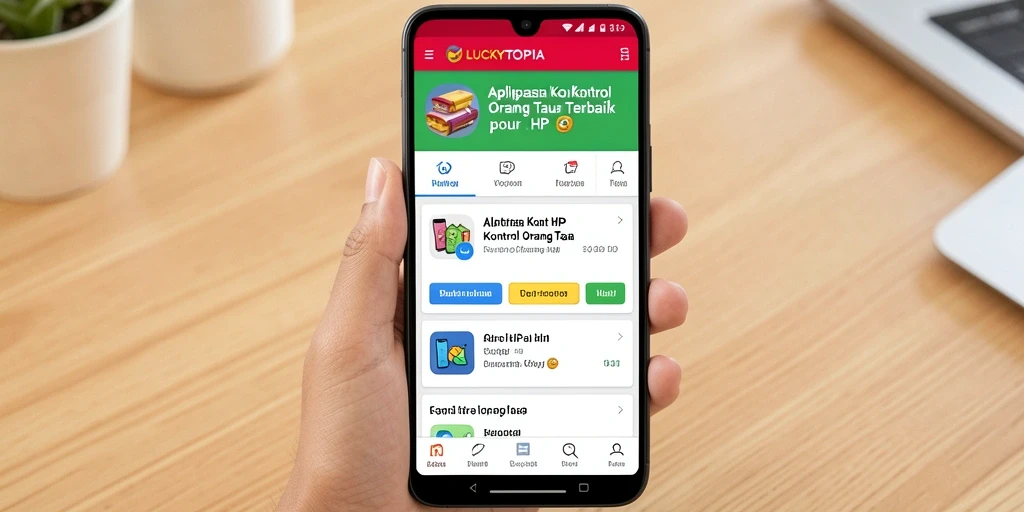 Antarmuka aplikasi LUCKYTOPIA untuk kontrol orang tua yang praktis.