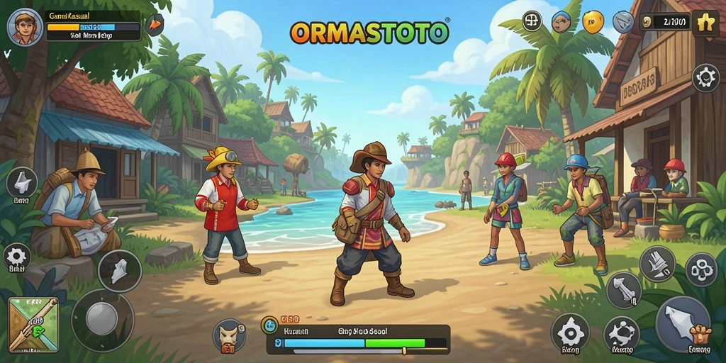 Screenshot ORMASTOTO menampilkan antarmuka permainan yang menarik dan penuh warna.